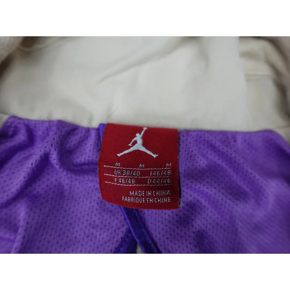 Jordan Hooded Blazer Jacket Mens Medium Cream Purple Zip Cuff Sample